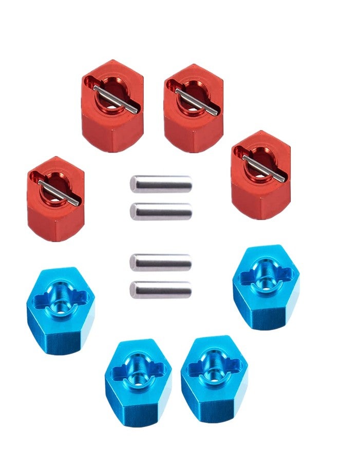 UURCSKY 8pcs/Set Aluminum 12mm Wheel Hex Hubs Drive Adapter 5mm Thickness with 2x10mm pins for Redcat Axial HSP WLtoys Himoto Truck Model Car Upgrade Parts(Blue+Red) - Image 3